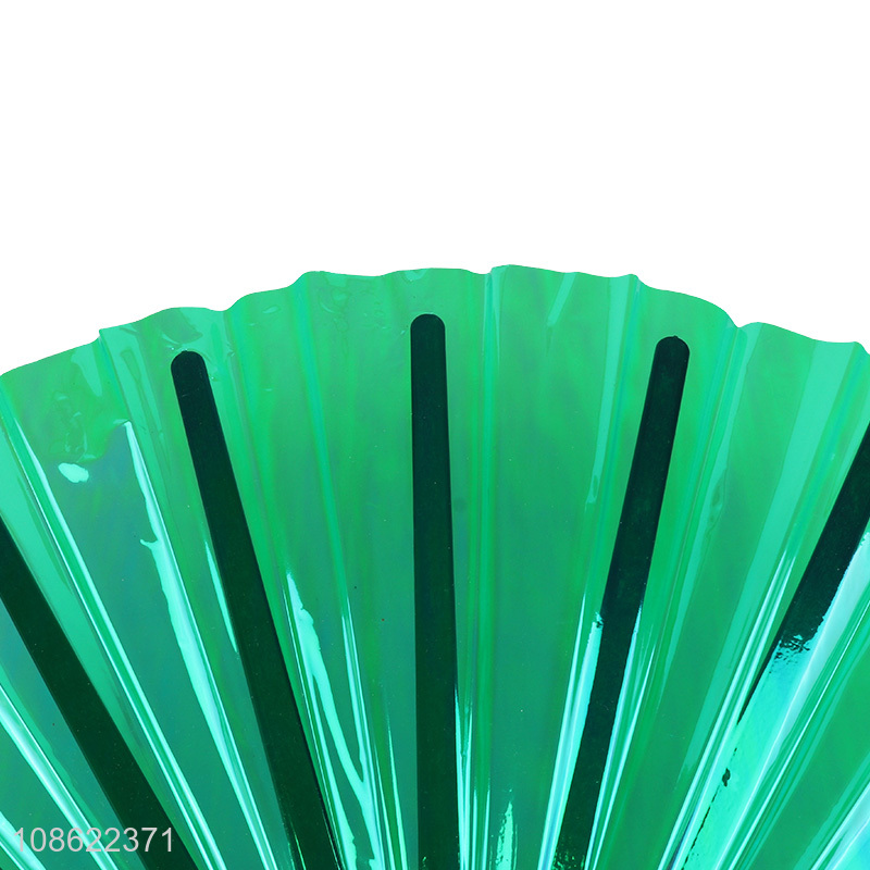 China wholesale summer portable folding laser PVC fan hand fan