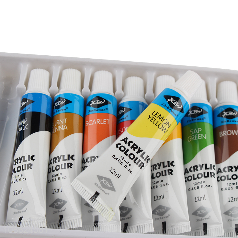 Good price 12 tubes non-toxic acrylic paints for beginners