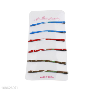 Wholesale 6pcs colorful metal bobby pin for women and girls