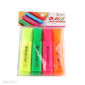 Most popular multicolor 4pieces highlighter pen for stationery