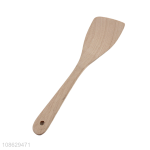 Wholesale cooking tools natural wooden spatula turner with long handle