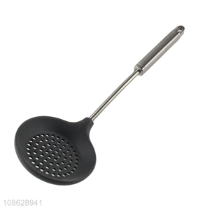 Factory wholesale silicone slotted ladle with stainless steel handle