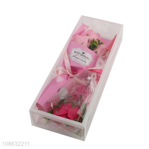 Factory price artificial bouquet soap rose flower gift box Valentines gift