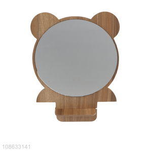 Factory supply cartoon wooden folding desktop makeup mirror for sale