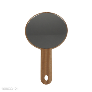 New arrival wooden round makeup mirror cosmetic mirror with handle