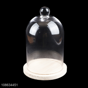 Good selling clear glass dome with wooden base for home ornaments