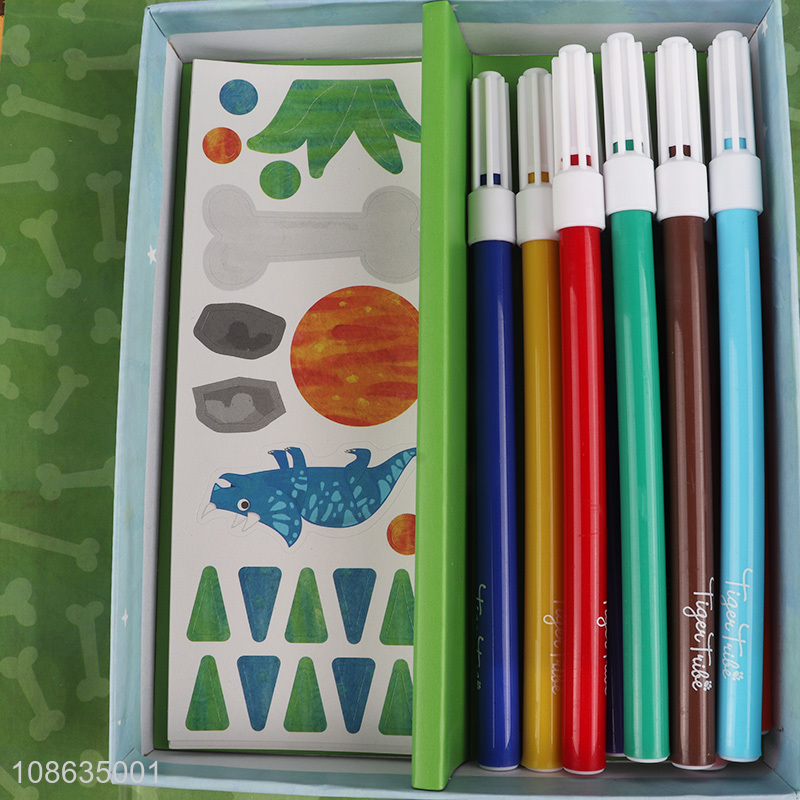 Online wholesale dinosaur series painting drawing toy with watercolor pens