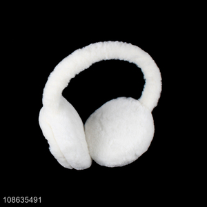 Hot selling white warm winter plush earmuffs for girls