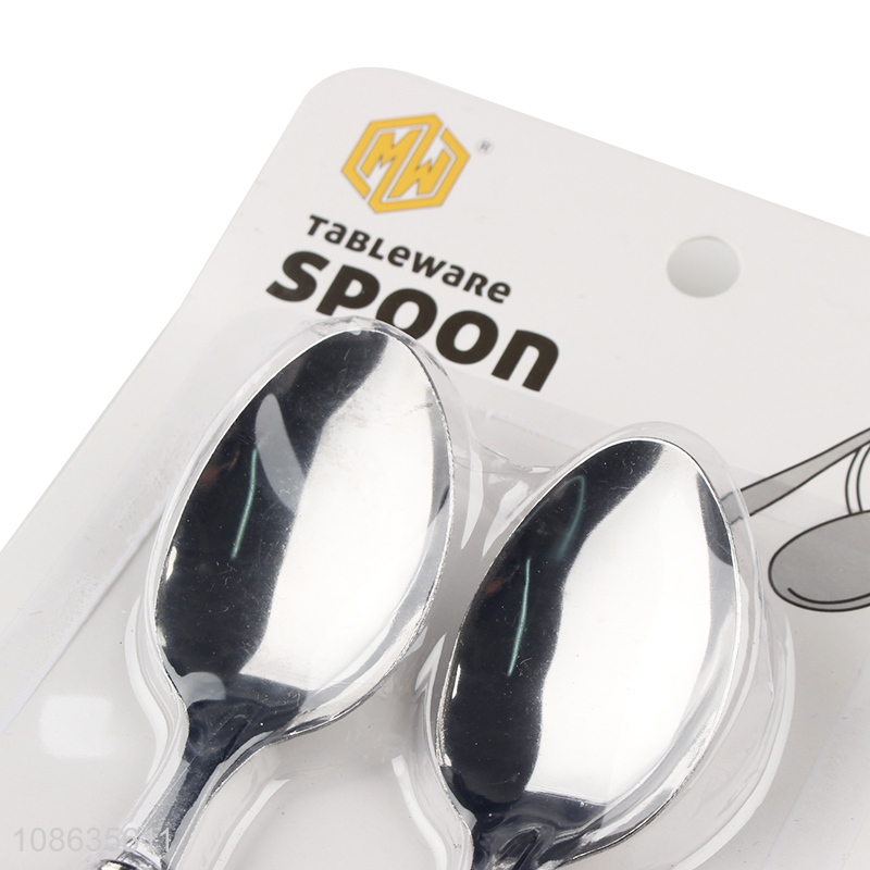 New product 2pcs stainless steel spoons metal dinner spoons