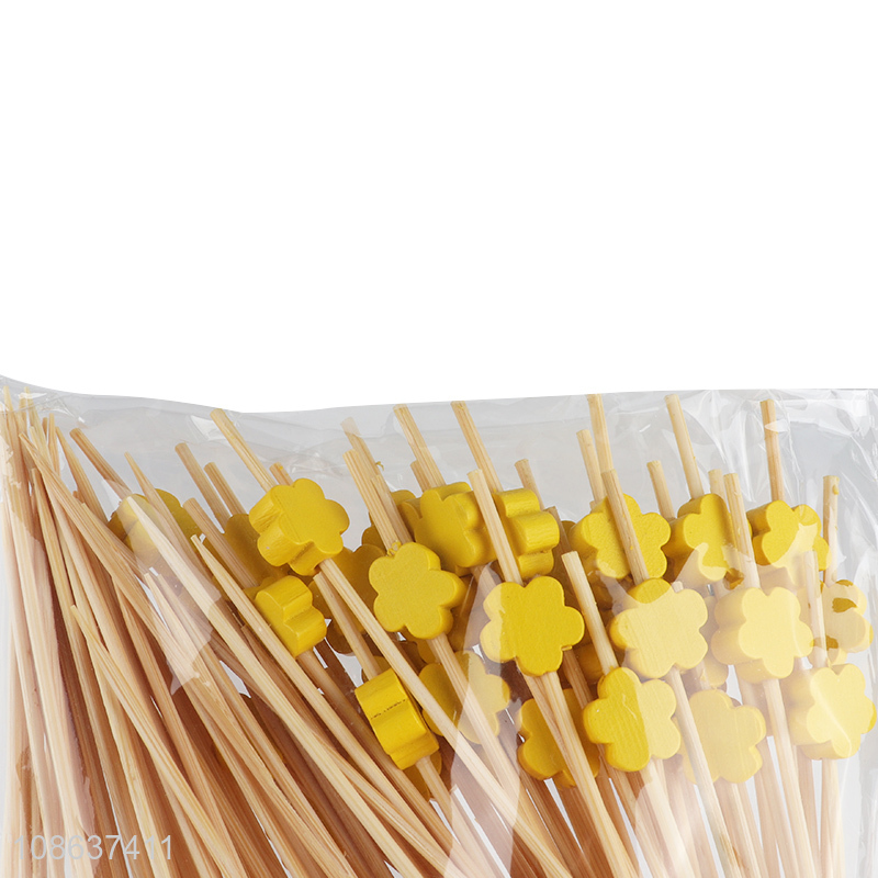Factory supply 50pcs fancy bamboo fruit picks cocktail skewers