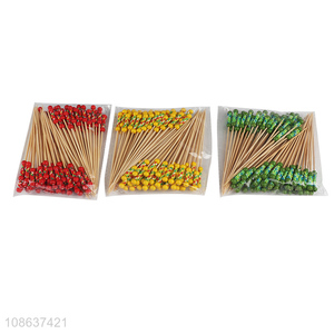 Low price 50pcs bamboo cocktail toothpicks fruit appetizer picks