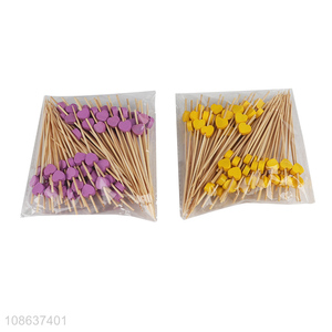 Hot selling 50pcs disposable bamboo fruit picks for desserts