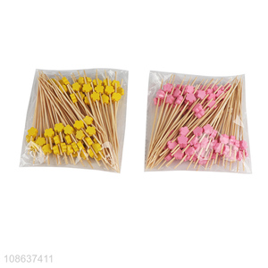 Factory supply 50pcs fancy bamboo fruit picks cocktail skewers