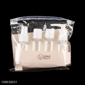 Factory price clear plastic cosmetic toiletries bottle set