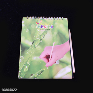 Factory wholesale 12 pages DIY scratch paper book with a <em>bamboo</em> <em>stick</em>