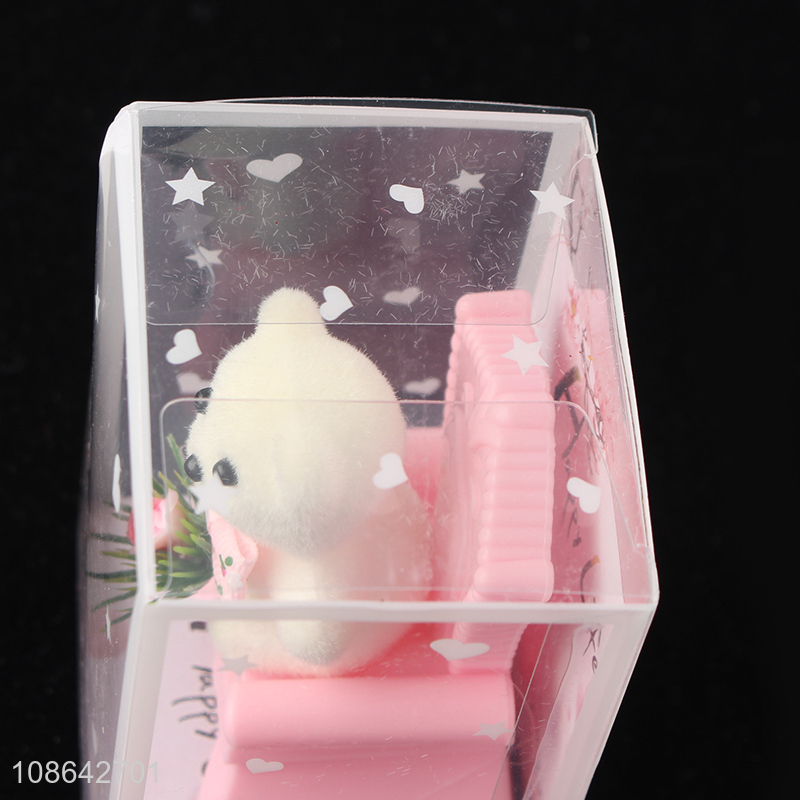 Wholesale cute cartoon bear artificial flower plastic craft ornaments