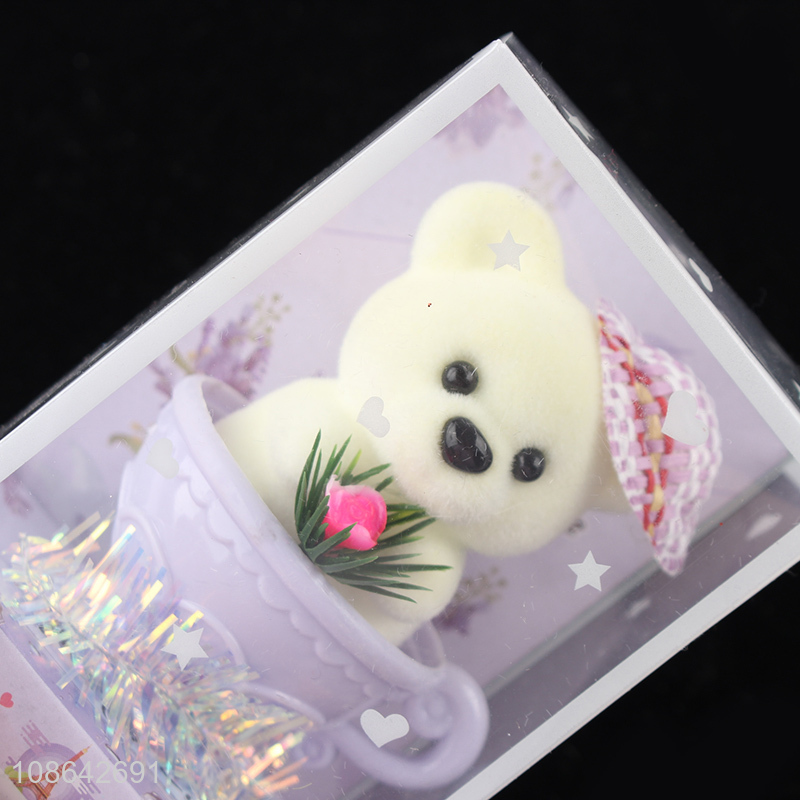 Factory supply cute cartoon bear artificial flower home decoration