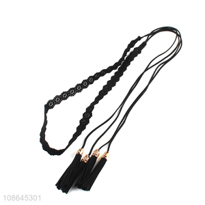 Yiwu factory black ladies lace tassel waist belt for decoration