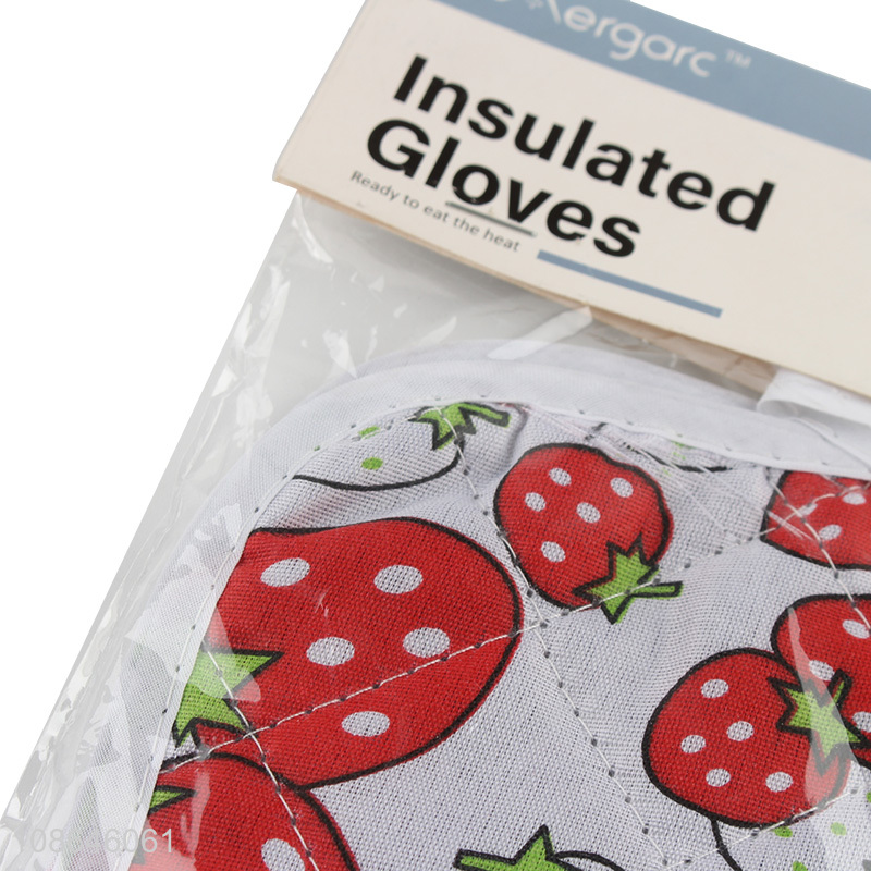 Wholesale heat resistant strawberry printed cotton pot holder heat pads
