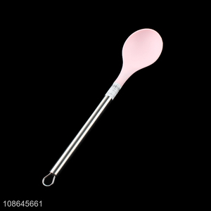 Wholesale food grade silicone soup spoon soup ladle with long handle