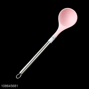 Factory supply stainless steel handle silicone soup ladle soup spoon