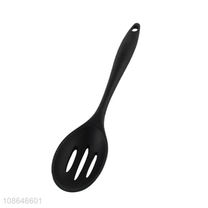 Most popular black silicone kitchen utensils slotted ladle spoon