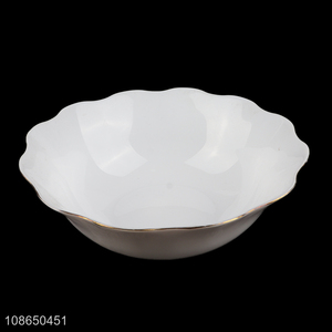 China products white tableware bowl glass bowl with wavy gold rim