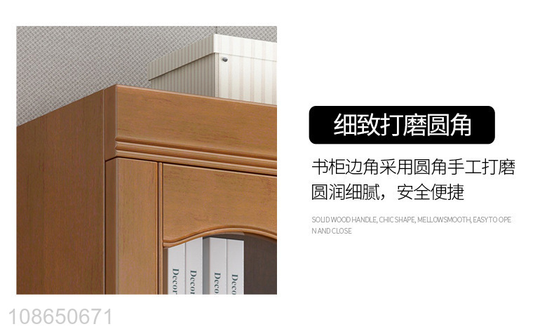 Top selling bedroom furniture solid wood bookcase dust-proof bookcase