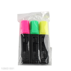 Good quality 3pcs non-toxic highlighter pen for school office
