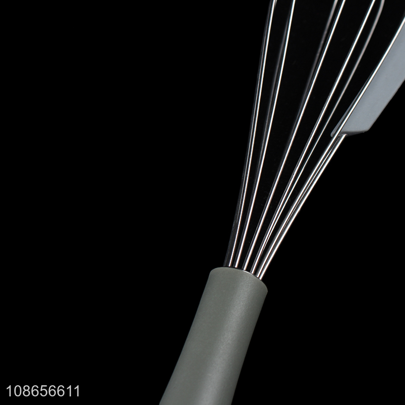 China factory stainless steel kitchen egg whisk with silicone scraper