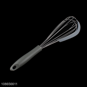 China factory stainless steel kitchen egg whisk with silicone scraper