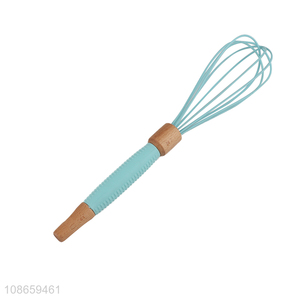 Factory wholesale wooden handle silicone balloon wire egg whisk