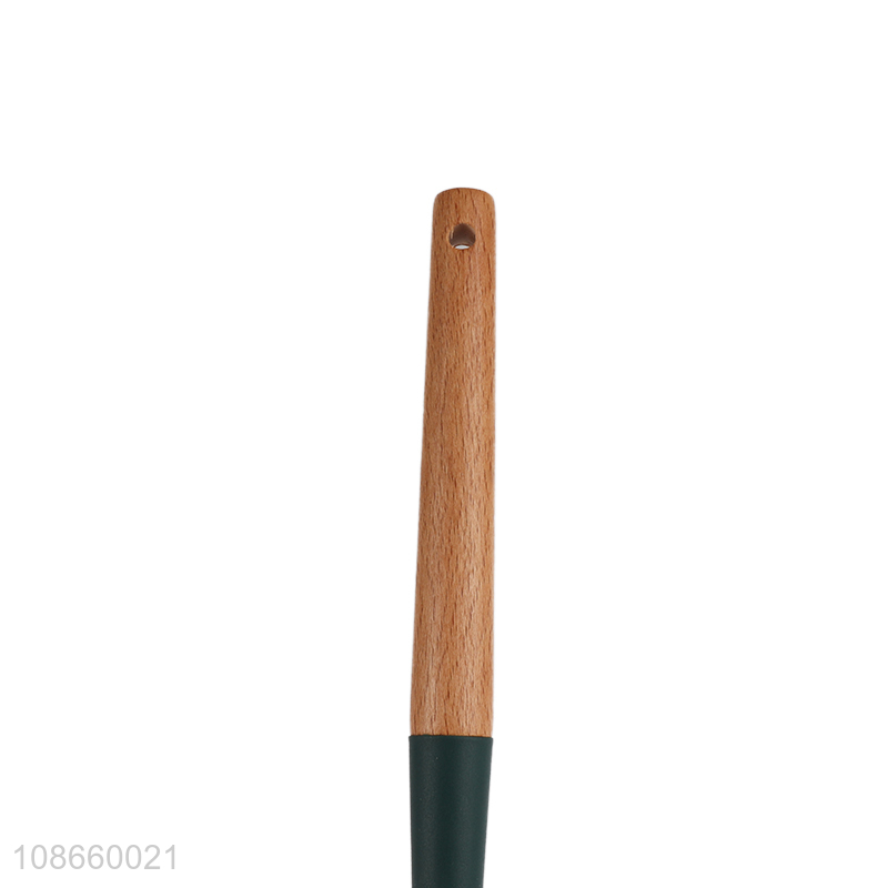 Custom logo silicone spaghetti spatula noodle server with wooden handle