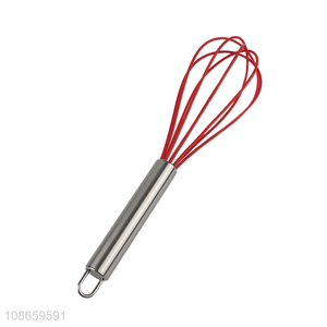 Good price metal handle silicone egg whisk for whisking beating