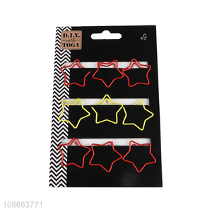 Hot items 9pcs star shape stationery binding clips paper clips for sale