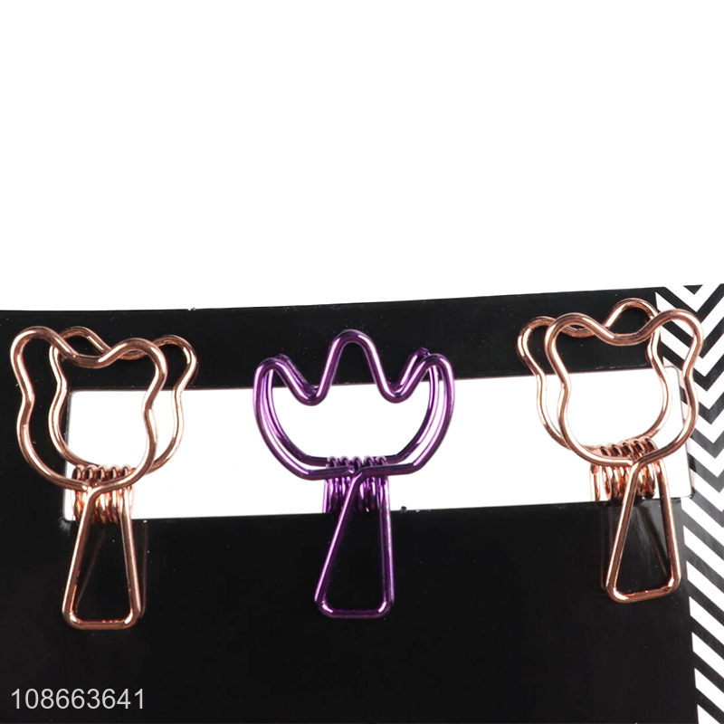 Factory supply cartoon 6pcs metal office file binding clips for sale