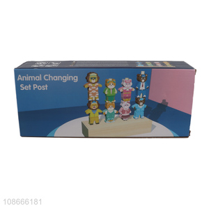 Yiwu factory cartoon animals changing set post matching stacked toys