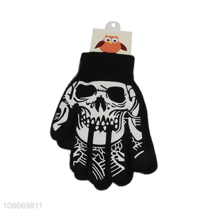 Wholesale Halloween skeleton gloves skull full finger gloves for men