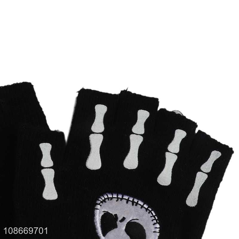 Wholesale Halloween gloves half-finger warm knitted gloves for men