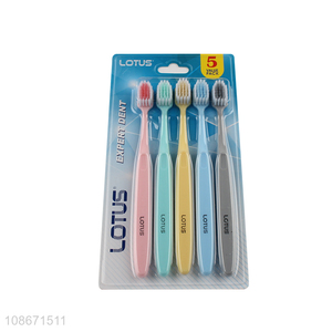 Good quality 5 pieces soft bristle toothbrush with anti-skid handle