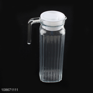 High quality 1100ml food grade lead free glass water jug fruit juice jug
