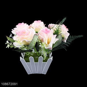 Top quality artificial rose flower bonsai fake flower for garden decoration