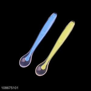 Wholesale food grade silicone baby spoon training feeding spoon