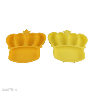 Good quality siicone crown plate baby food plate with suction cup