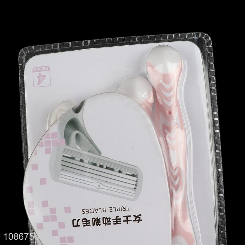 Hot items women handheld triple blades disposable shaving razor for sale