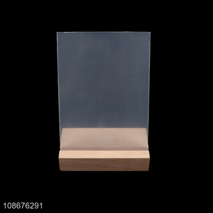 Online wholesale clear acrylic table sign holder with wood stand