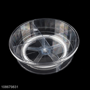 Wholesale clear round rotatable plastic storage box for kitchen bathroom