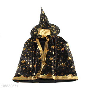 Hot selling Halloween costumes witch hooded cloack cape robe with pionty hat