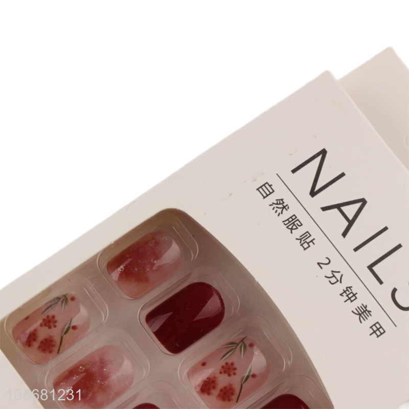 Good quality 24pcs press on fake nails floral false nail tips