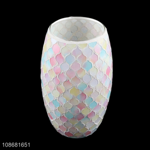 China supplier colored decorative mosaic glass <em>flower</em> <em>vase</em> for home